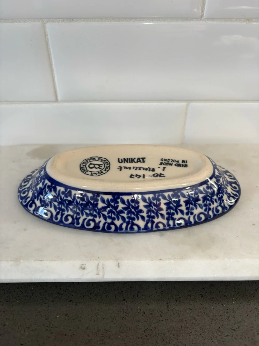 Ceramic Decorative Serving Dish - Blue and White Oval